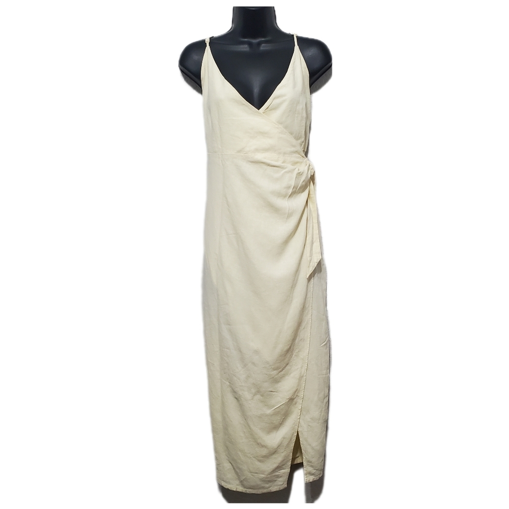 Urban Outfitters ‘Flashing Lights’ Linen Wrap Midi Dress Size Large - Picture 2 of 12